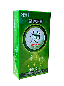 Презервативи натуральні надтонкі Muaisi, зелені (10 шт/упаковка)