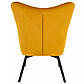 Крісло з широкою спинкою Carmen Velvet жовтого кольору каррі з велюровою оббивкою на дерев'яних ніжках, фото 3