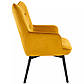Крісло з широкою спинкою Carmen Velvet жовтого кольору каррі з велюровою оббивкою на дерев'яних ніжках, фото 4