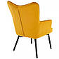 Крісло з широкою спинкою Carmen Velvet жовтого кольору каррі з велюровою оббивкою на дерев'яних ніжках, фото 5