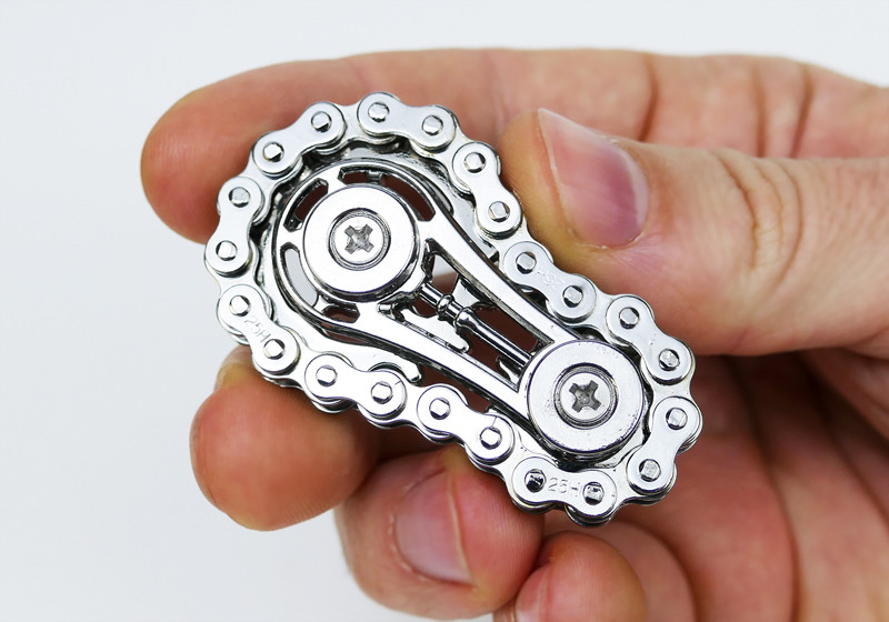 Антистрес Металевий Bike Chain Spinner Фіджет Іграшка, Крутилка Срібло (01154)