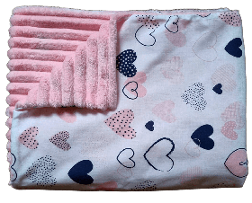 Дитячий плед із бавовни та плюшу Мінкі для новонародженої дівчинки на виписку з пологового BST Рожевий + Білий