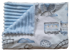 Дитячий плед із бавовни та плюшу Мінкі для новонародженого хлопчика на виписку з пологового BST Блакитний+Білий