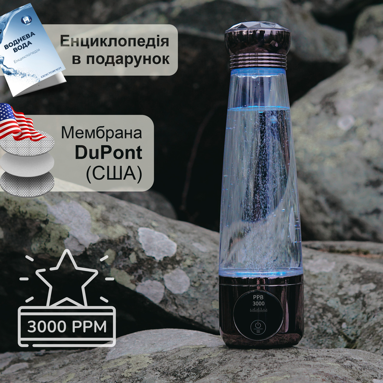 Генератор водневої води Doctor-101 Angelic на 280 мл з мембраною DuPont для будь-якого типу води