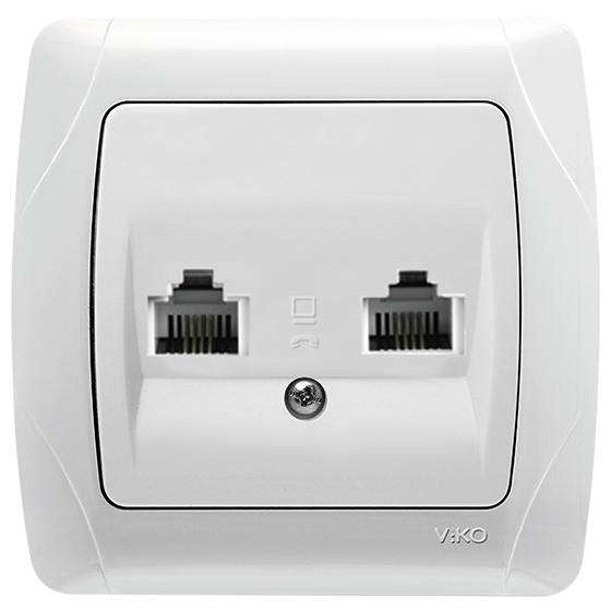Розетка телефонна подвійна Білий Viko Carmen, 90561033
