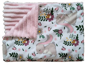 Дитячий плед із бавовни та плюшу Мінкі для новонародженої дівчинки на виписку з пологового BST Рожевий+Зелений