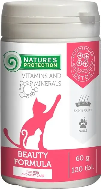 Харчова добавка для поліпшення стану шкіри та шерсті котів Nature's Protection Beauty Formula 120 таблеток