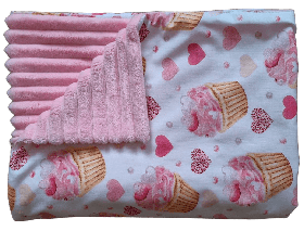 Дитячий плед із бавовни та плюшу Мінкі для новонародженої дівчинки на виписку з пологового BST Світло-рожевий+Білий