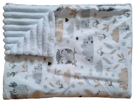 Дитячий плед із бавовни та плюшу Minky для новонароджених малюків на виписку з пологового BST Білий+Молочний