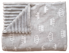 Дитячий плед із бавовни та плюшу Мінкі для новонароджених малюків на виписку з пологового BST Сірий 2