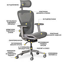 Ортопедичне офісне крісло для комп'ютера Mealux Q1 Air Grey спинка сітка / сидіння сітка, фото 5