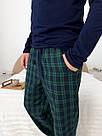 Чоловічі домашні штани піжамні ФЛАНЕЛЬ в клітинку ГЛЕН ЗЕЛЕНО-СИНІ F230P, фото 2