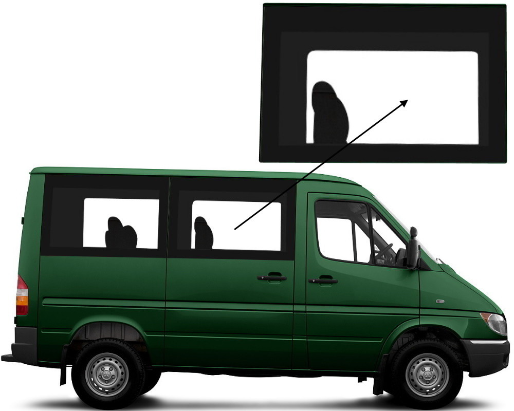 Бічне скло Mercedes Sprinter 1995-2006 салону переднє праве панорамне