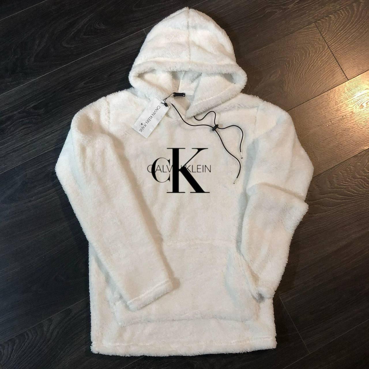 Чоловіча плюшева кофта худі CALVIN KLEIN D12359 біла, фото 1