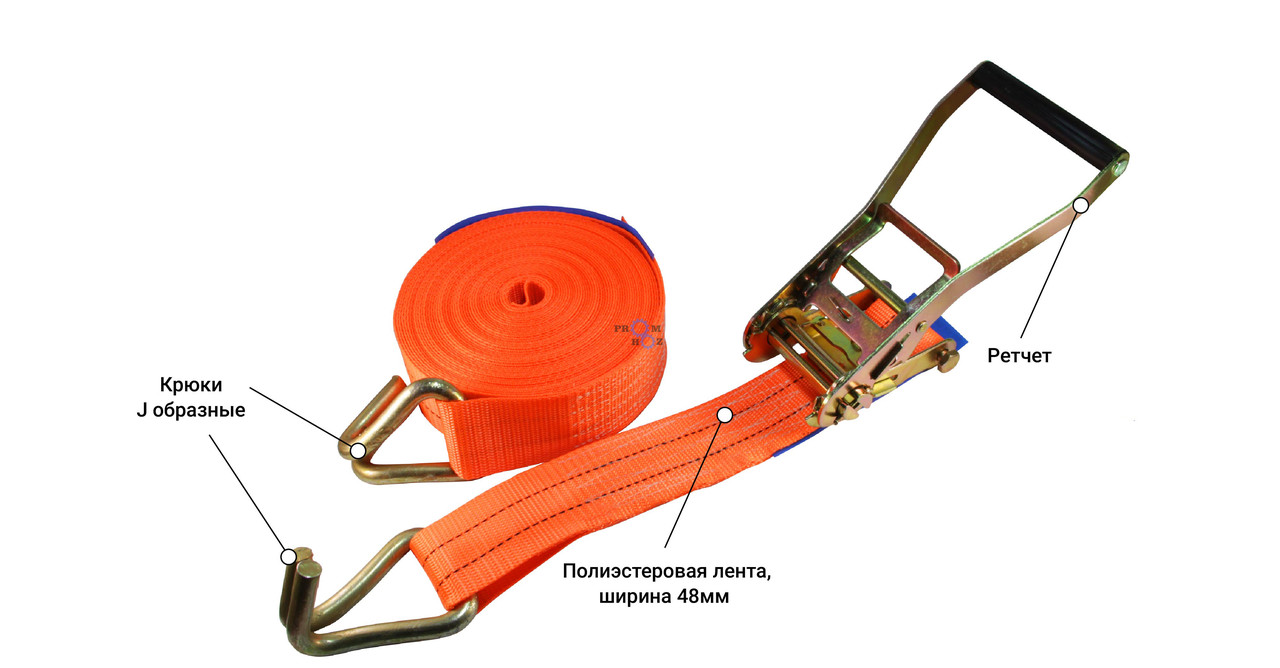 Стяжний ремінь для вантажів до 2000кг 12м, стропа для кріплення човна до лафету, фото 1