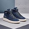 Чоловічі зимові шкіряні черевики, кросівки з натуральної шкіри сині на хутрі для чоловіків на зиму, розмір 40 41 42 43 44 45, фото 2