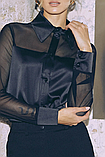 Жіноча сорочка з шовку Армані зі стрейч-сіткою 42-52 розміри різні кольори чорна, фото 3