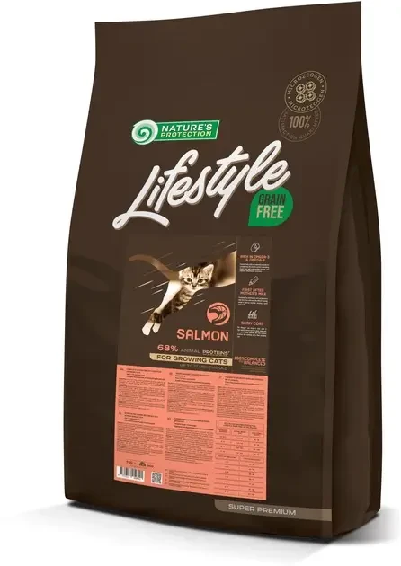 Сухий беззерновий корм для кошенят з лососем Nature's Protection Lifestyle Grain Free Salmon Kitten 7 кг