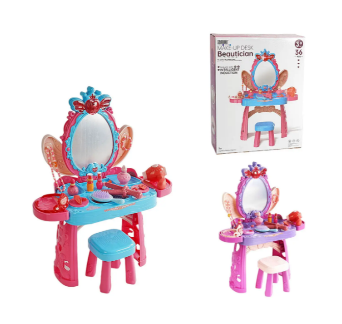 Дитяче ігрове трюмо зі стільчиком та аксесуарами, світлові ефекти, мелодії, 3+., фото 1