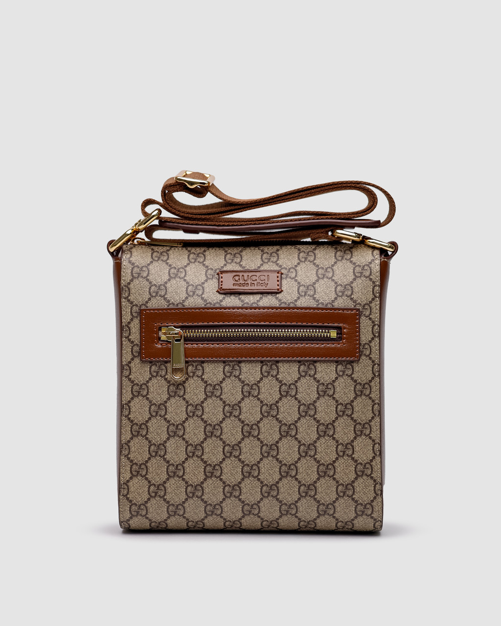 Шкіряна чоловіча сумка коричнева Gucci GG Supreme Shoulder Bag