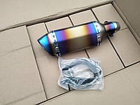 31см Прямоточный мото глушитель прямоток диаметр 38/51 мм Akrapovic модель Carbon / 
 (370*105мм)