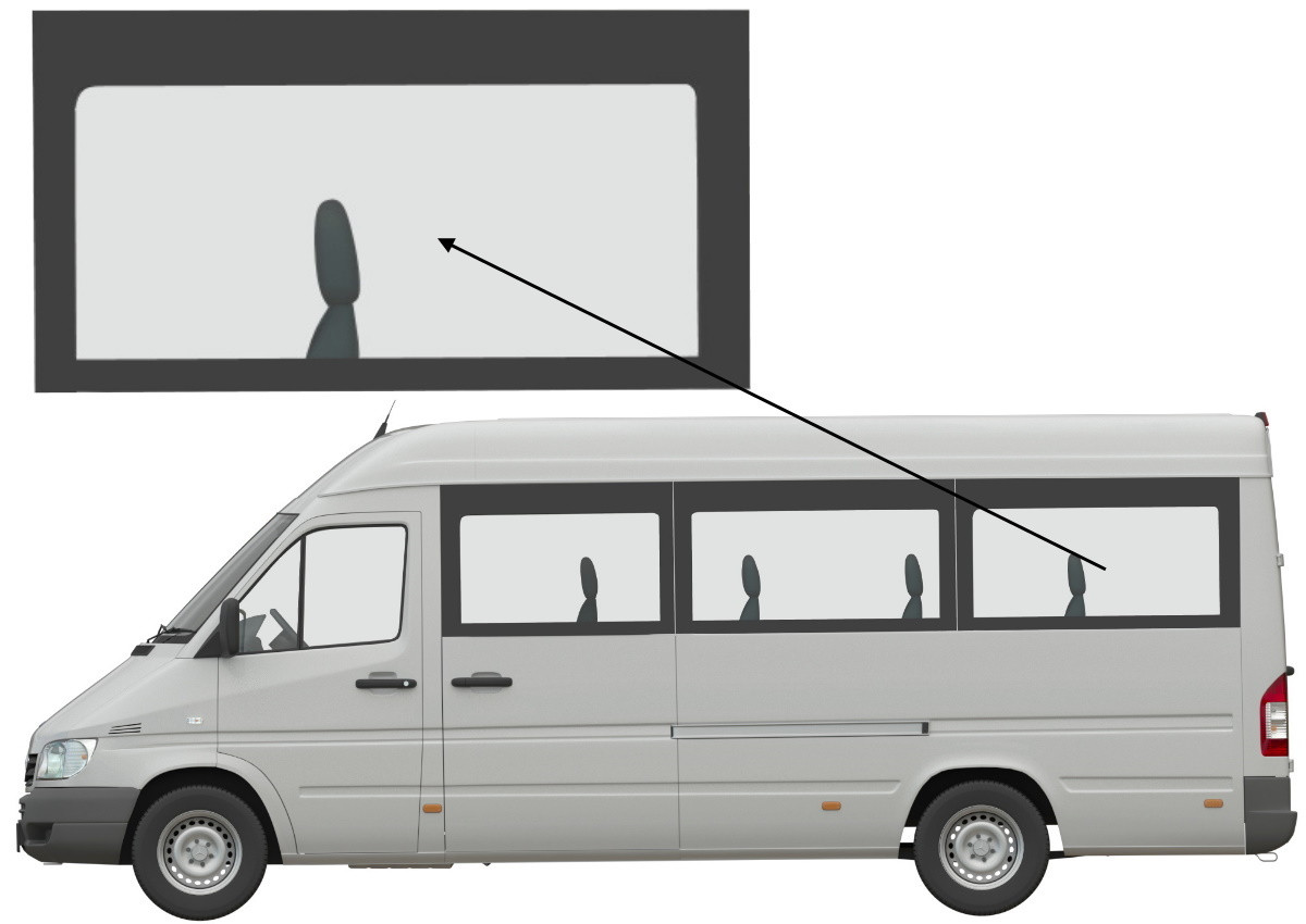 Бічне скло Volkswagen LT 1996-2006 салону заднє ліве панорамне довга база, фото 1