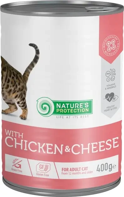 Вологий корм для дорослих кішок з куркою та сиром Nature's Protection with Сhicken&Сһееѕе 400 г