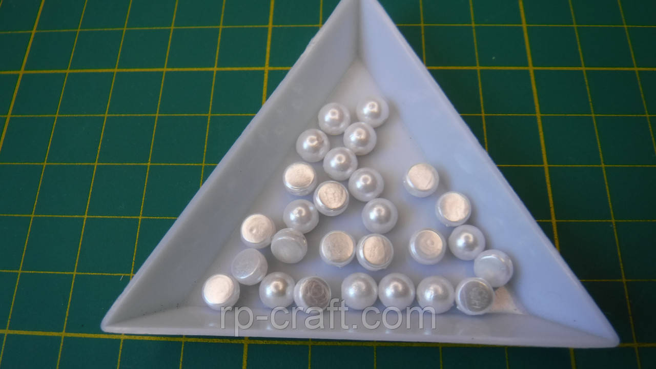 Намистина пластикова, під перли, 4х6х6 мм, напівбусина, біла, фото 1