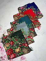 Українська хустка  з квітковим принтом  Розмір 90*90  вовна 80% розмір 90х90 купити гуртом в інтернет-магазині