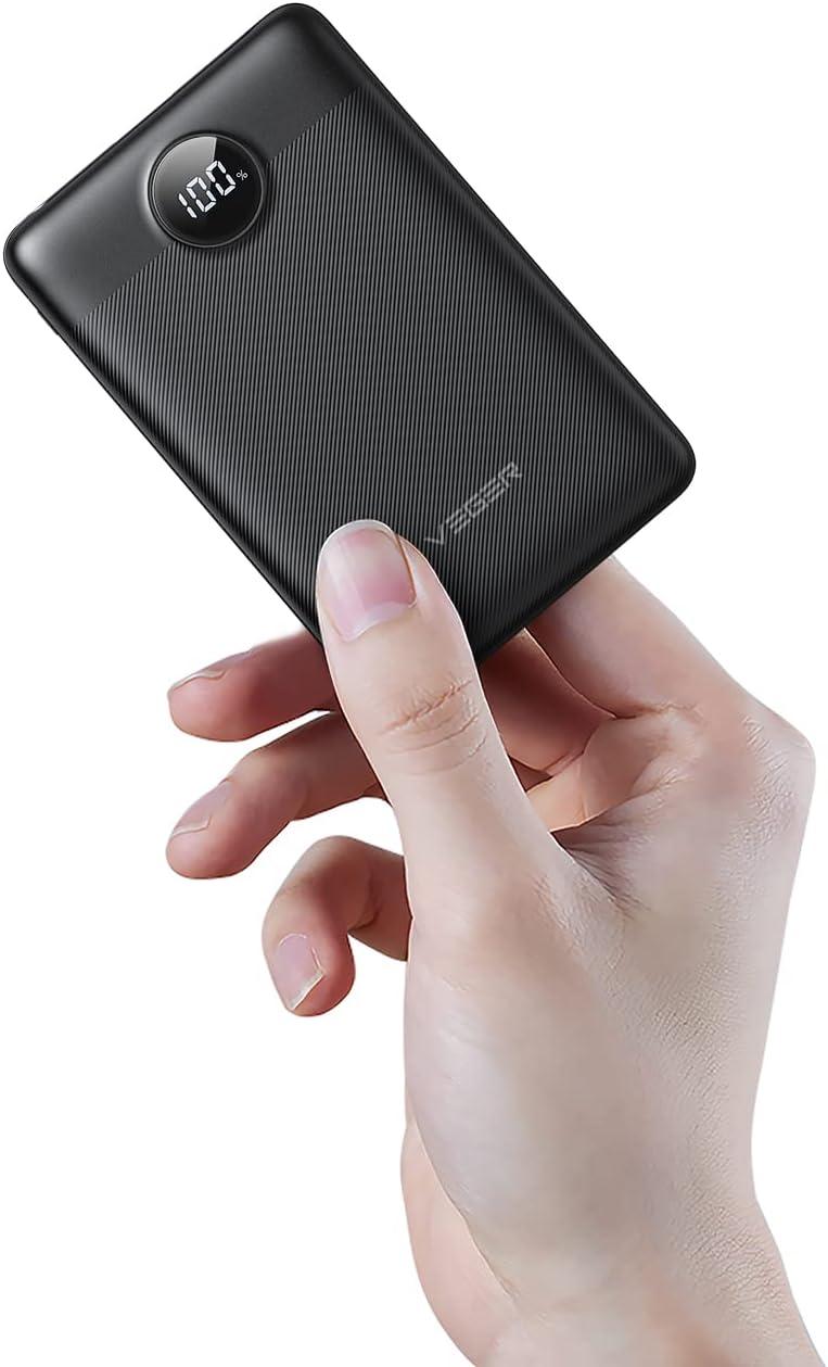 VEGER Power Bank Швидка зарядка 22,5 Вт, 10000 мАч Невеликий портативний зарядний пристрій з PD&QC 3.0, Mini Powerbank USB
