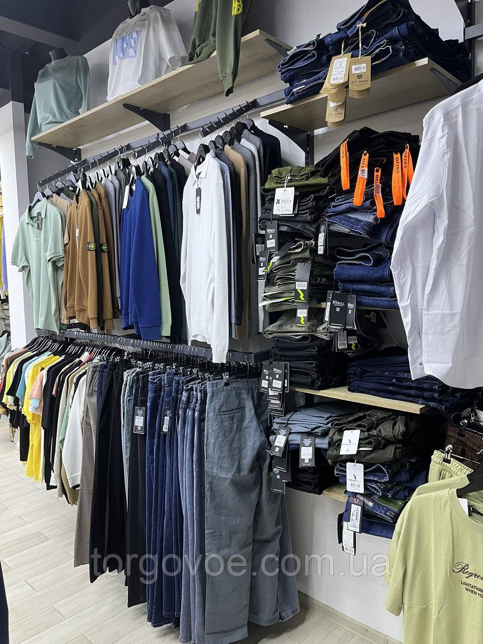 Стелажі для магазину одягу на настенной планке., фото 1