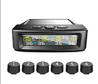 Контроль тиску температури в шинах DEVELU TPMS 6 коліс зовнішні датчики сонячна батарея АКБ 9,9 бар