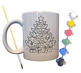 Набір для творчості кружка розмальовка "Різдвяні подарунки" 330 мл біла (КР0053), фото 2