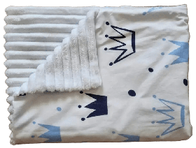 Дитячий плед із бавовни та плюшу Мінкі для новонароджених малюків на виписку з пологового BST Білий+Блакитний