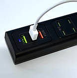 HUB-адаптер, подовжувач US-D01 85W, 6Type-C, 3USB, 110-265V, 1 м, чорний, фото 3