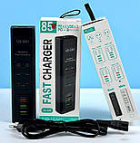HUB-адаптер, подовжувач US-D01 85W, 6Type-C, 3USB, 110-265V, 1 м, чорний, фото 4