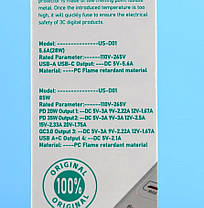 HUB-адаптер, подовжувач US-D01 85W, 6Type-C, 3USB, 110-265V, 1 м, чорний, фото 4