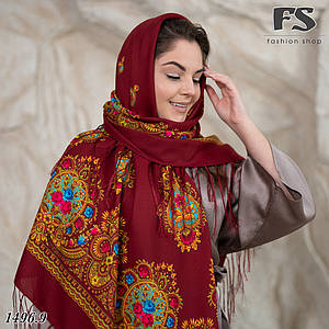 Велична бордова народна шаль Корона