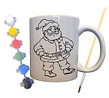 Набір для творчості кружка розмальовка "Санта і Різдво" 330 мл біла (КР0054), фото 2