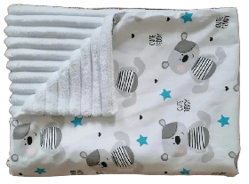 Дитячий плед із бавовни та плюшу Мінкі для новонароджених малюків на виписку з пологового BST Світло-Сірий+Білий