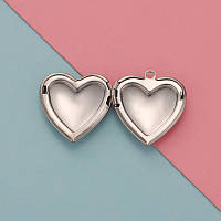 Медальйон Finding Кулон нерж серце основа під вставку 15.5мм x 15.7мм Сталистий 22.6мм х 26мм 067P