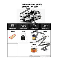 Комплект фільтрів Renault Clio II 1.9 dTi (2000-2001) WIX