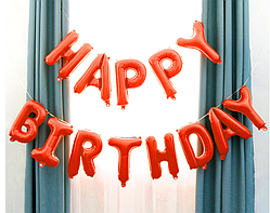 Фольгований напис червона Happy Birthday надувні фігурні кулі розмір 40 см
