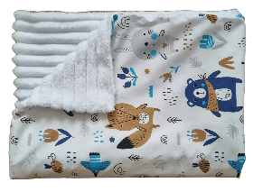 Дитяче легке плед - покривало бавовняне для новонароджених малюків в дитяче ліжко або коляску BST Синій+Білий