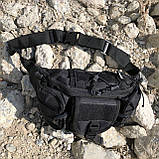 Чоловіча тактична сумка барсетка, Чорна сумка чоловіча тактична нагрудна сумка-слінг TI-44, фото 6