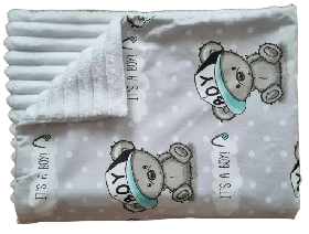 Дитячий плед із бавовни та плюшу Minky для новонароджених малюків на виписку з пологового BST Сірий 3