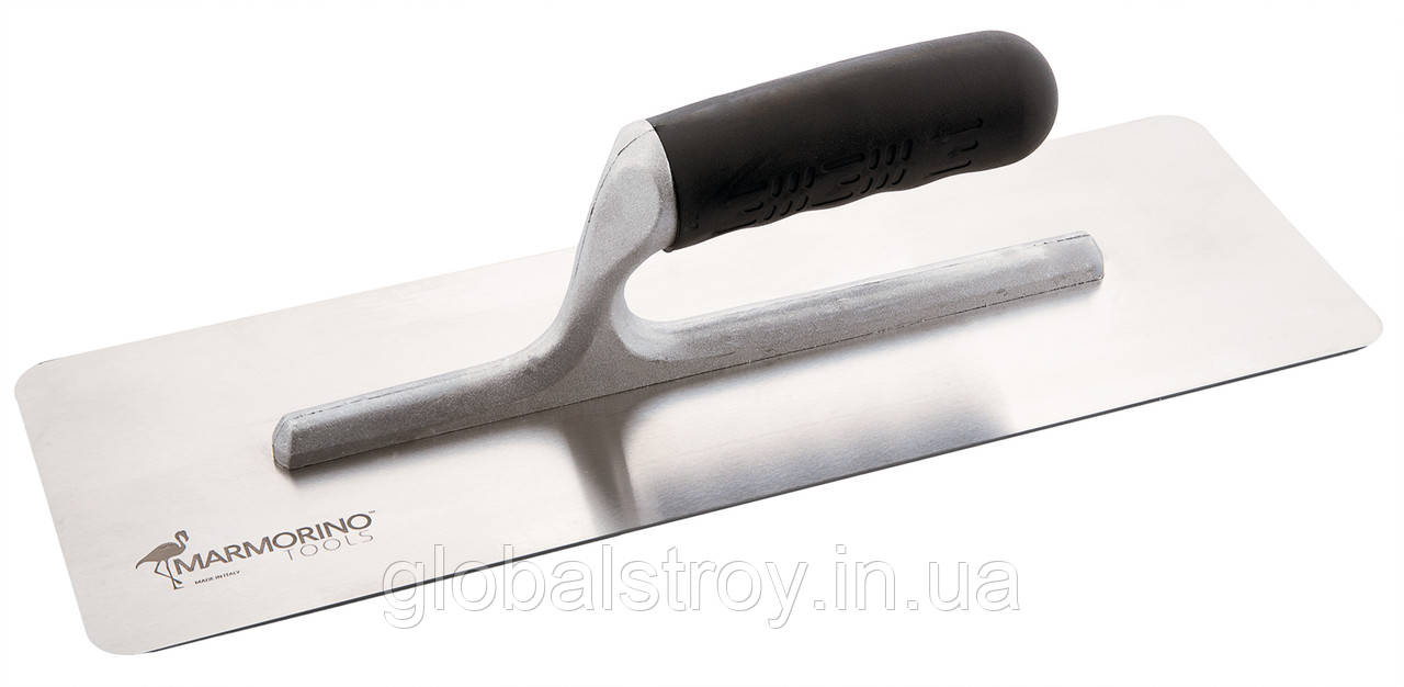 Кельма нержавіюча вуглецева сталь 360х120х0,6 мм Marmorino Tools STILRABB LISCIO прогумована ручка, фото 1