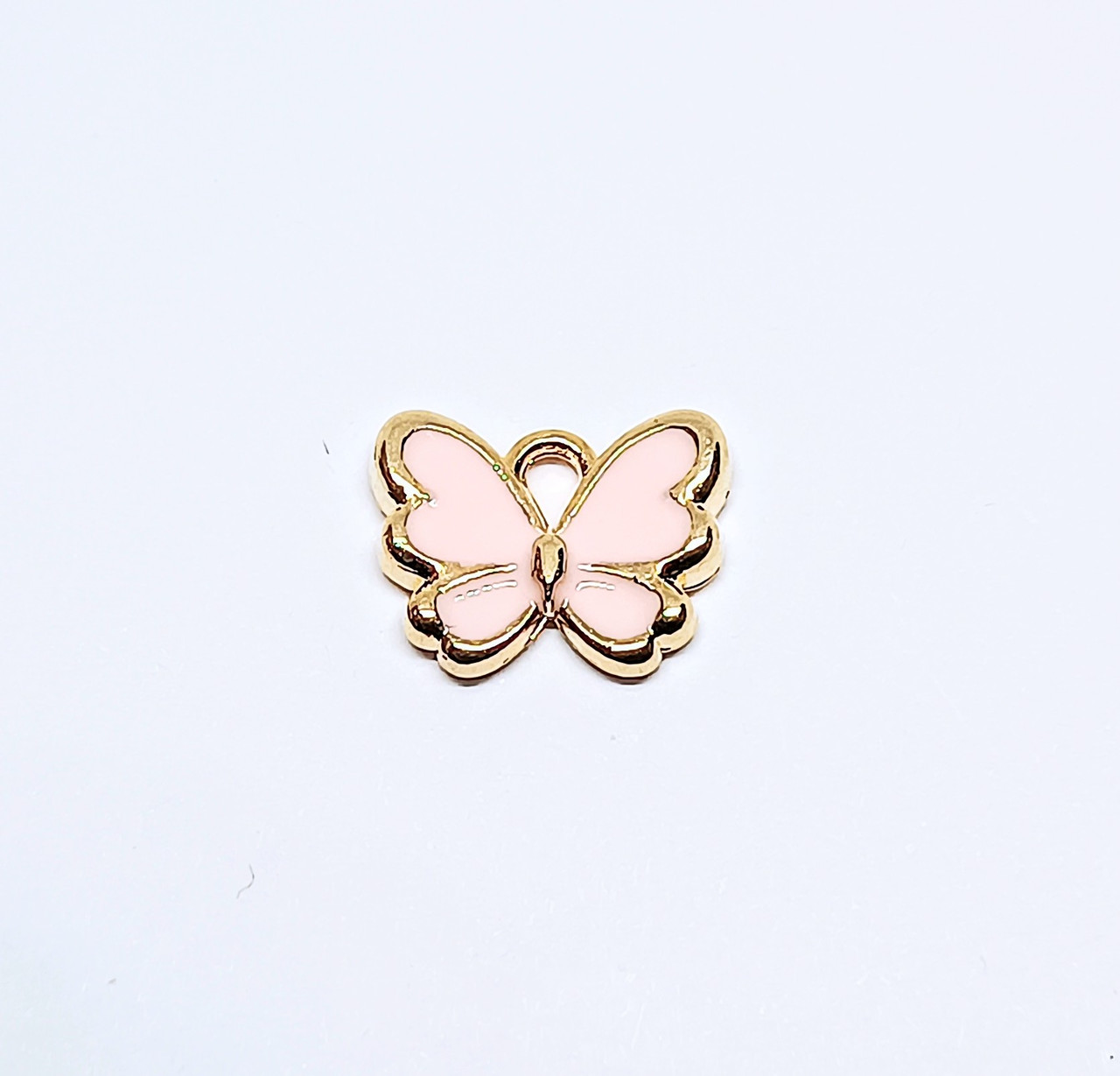 Підвіска металева Finding Кулон метелик Натуральне золото Рожева емаль 9.5 мм x 12 мм