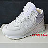 Жіночі зимові кросівки New Balance 574 winter white високі Нью баланс білі теплі з хутром, фото 9