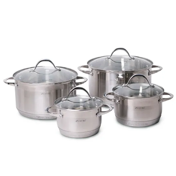 Набір каструль 8 предметів (каструлі 1,8/2,3/3,3/5,8л) нержавіюча сталь 7-шарове дно 4708S KAMILLE